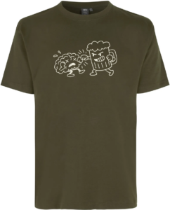 Brain vs Beer T-shirt Oliven