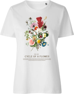 Cycle of a Flower T-shirt | Dame Hvid