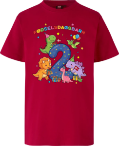 Dino Fødselsdag | 2 år | T-Shirt Børn Rød