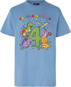 Dino Fødselsdag | 4 år | T-shirt Børn Lys blå