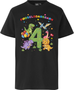 Dino Fødselsdag | 4 år | T-shirt Børn Sort