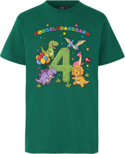 Dino Fødselsdag | 4 år | T-shirt Børn Grøn