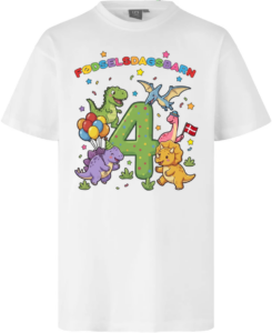 Dino Fødselsdag | 4 år | T-shirt Børn Hvid