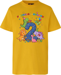 Dino Fødselsdag | 2 år | T-Shirt Børn Gul