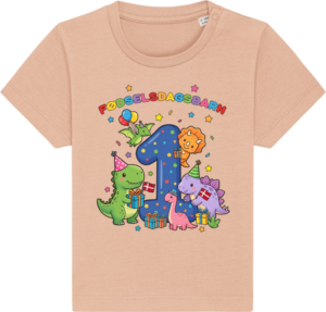 Dino Fødselsdag | 1 år | Baby T-Shirt Fraiche Peche