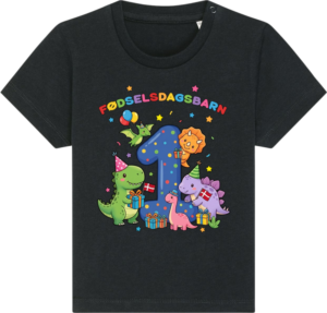Dino Fødselsdag | 1 år | Baby T-Shirt Black