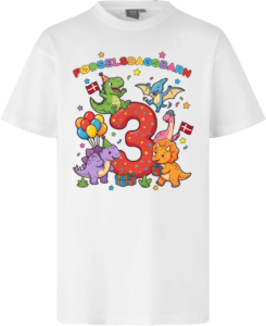 Dino Fødselsdag | 3 år | T-shirt Børn Hvid
