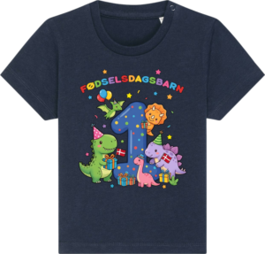 Dino Fødselsdag | 1 år | Baby T-Shirt French Navy