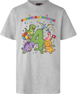 Dino Fødselsdag | 4 år | T-shirt Børn Snow melange