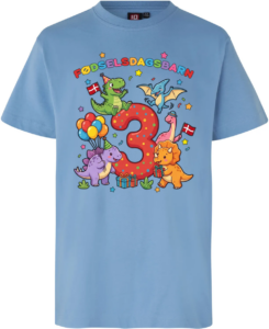 Dino Fødselsdag | 3 år | T-shirt Børn Lys blå