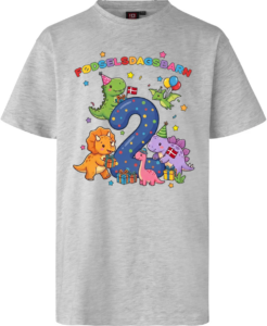 Dino Fødselsdag | 2 år | T-Shirt Børn Snow melange