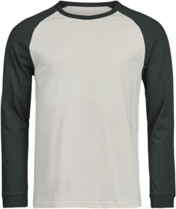 Two-toned Langærmet T-shirt | Økologisk Cement/Dark Green