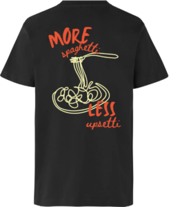 More Spaghetti – Less Upsetti T-shirt | Børn Sort